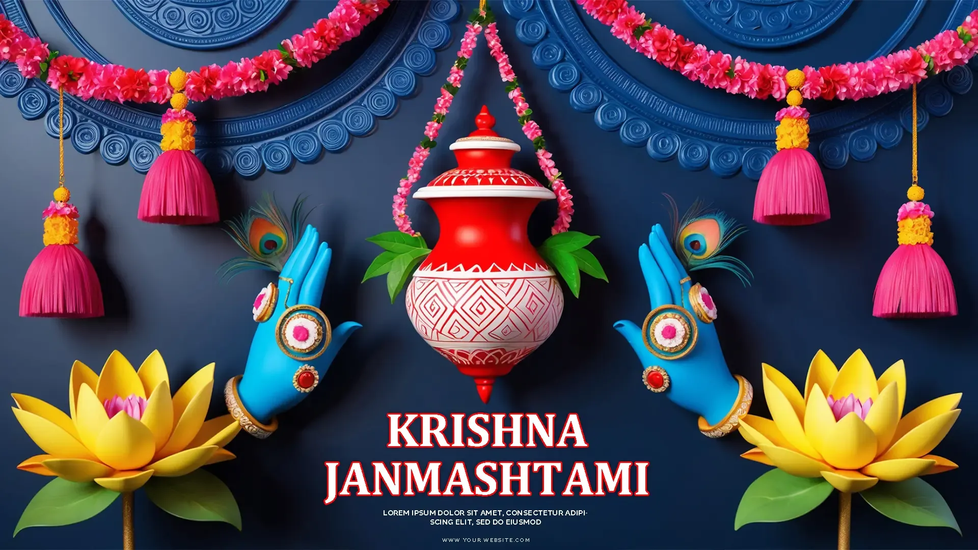 Vibrant Krishna Janmashtami PSD Banner